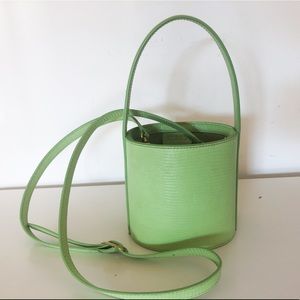 Staud Pistachio Croc Embossed Mini Bissett Bag